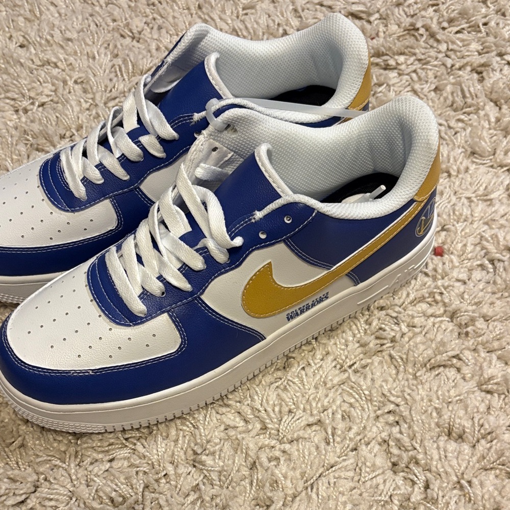 Nike Golden State Warriors White, Blue, and Gold Sneakers